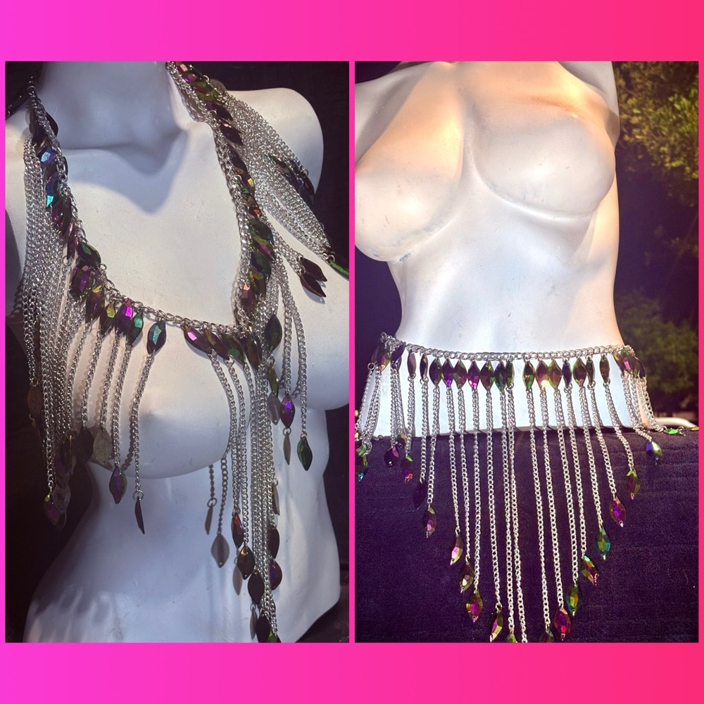 Elegant Multicolor Chain Necklace / Wrap